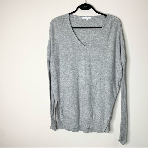 ASOS Glamorous Sweater High Low V-Neck Side Slit Knit Wool blend Grey Size XS - Picture 2 of 15